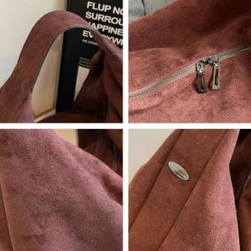 Slouchy Suede Shoulder Bag for Women Large Dumpling Tote Purse Soft Handbags Casual Top Handle Satchel