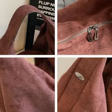 Slouchy Suede Shoulder Bag for Women Large Dumpling Tote Purse Soft Handbags Casual Top Handle Satchel