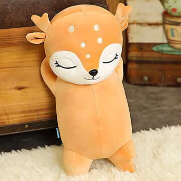 WUZHOU Cute Deer Plush Toys, Soft Reindeer Pillow Toys, Elk Deer Figurine Dolls, Stuffed Animals Plu...