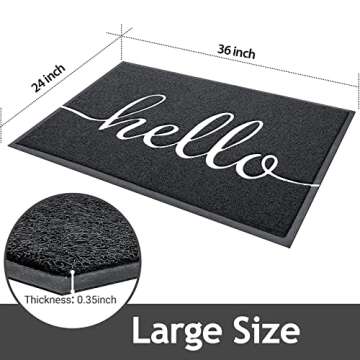 SoftDuo Door Mat 36"x 24" Black Welcome Mat Easy to Clean Indoor Door Mats Outdoor Low Profile Front...