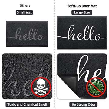 SoftDuo Door Mat 36"x 24" Black Welcome Mat Easy to Clean Indoor Door Mats Outdoor Low Profile Front Floor Doormat Durable Entry Mat No Strong Odor Rugs for Entryway Patio Back Yard Door Rug