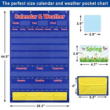 Interactive Kids Calendar and Weather Pocket Chart 44.5"