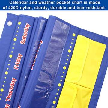 Interactive Kids Calendar and Weather Pocket Chart 44.5"