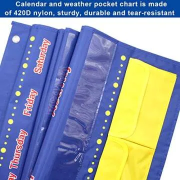 Interactive Kids Calendar and Weather Pocket Chart 44.5"