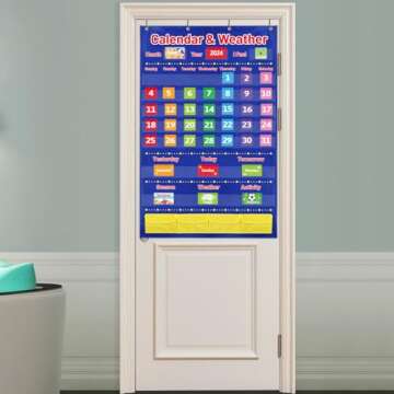 Interactive Kids Calendar and Weather Pocket Chart 44.5"