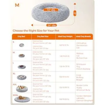 Feandrea Dog Bed, Cat Bed, Soft Plush Surface, Donut-Shaped Dog Sofa with Removable Inner Cushion, Washable, 23 Inches Dia., Gray UPGW038G01