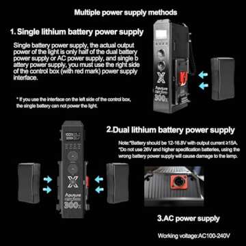 Aputure 300X Led Video Light,300W Aputure LS 300X,Bi-Color 2700K-6500K,24300lux@1m,APP and Remote Control(V-Mount)