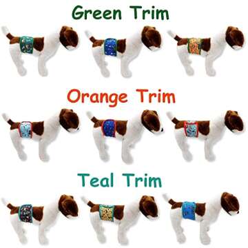 Pack of 3 Dog Belly Band Puppy Diapers Male Boy Belly Wrap Reusable Washable for Small Dog Breeds (M: Waist 13" - 15", Green Trim)