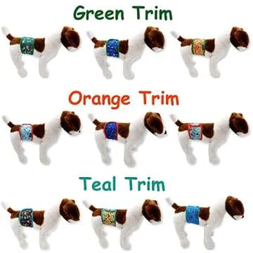 Pack of 3 Dog Belly Band Puppy Diapers Male Boy Belly Wrap Reusable Washable for Small Dog Breeds (M: Waist 13" - 15", Green Trim)