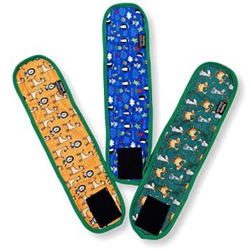 Pack of 3 Dog Belly Band Puppy Diapers Male Boy Belly Wrap Reusable Washable for Small Dog Breeds (M: Waist 13" - 15", Green Trim)