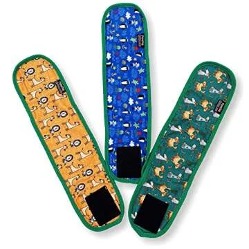 Pack of 3 Dog Belly Band Puppy Diapers Male Boy Belly Wrap Reusable Washable for Small Dog Breeds (M: Waist 13" - 15", Green Trim)