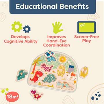 B. toys Stomping Dinos Wooden Peg Puzzle for Toddlers