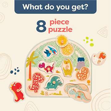 B. toys Stomping Dinos Wooden Peg Puzzle for Toddlers