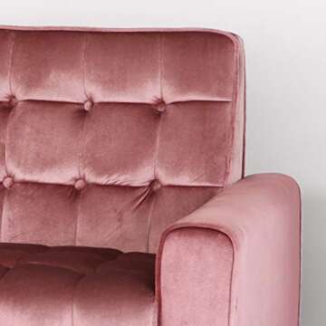 Christopher Knight Home Aubrie Tufted Velvet Loveseat Tipped Tapered Legs, Blush and Gold Finish