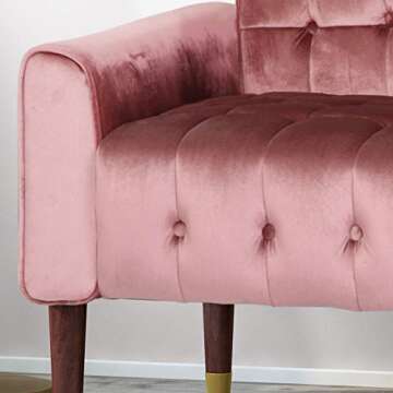 Christopher Knight Home Aubrie Tufted Velvet Loveseat Tipped Tapered Legs, Blush and Gold Finish