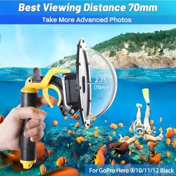 Dome Port for GoPro Hero 12 11 10 9 Black,Waterproof Housing Case Compatible with GoPro Hero 9 10 11 12 Underwater Protective Diving Dome GoPro Lens Accessories with Trigge Pistol an-ti Fog Insert