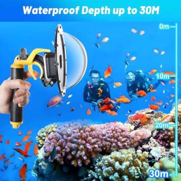 Dome Port for GoPro Hero 12 11 10 9 Black,Waterproof Housing Case Compatible with GoPro Hero 9 10 11 12 Underwater Protective Diving Dome GoPro Lens Accessories with Trigge Pistol an-ti Fog Insert