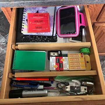 Diosbles Bamboo Drawer Dividers | Adjustable & Expandable 6 Pack