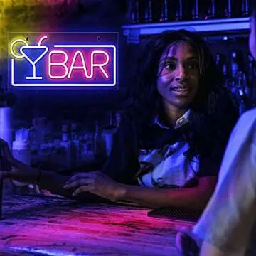 Lumoonosity Neon Bar Signs - Premium Acrylic Cocktail Glass & Bar Led Signs - Neon Bar Signs for Hom...