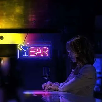 Lumoonosity Neon Bar Signs - Premium Acrylic Cocktail Glass & Bar Led Signs - Neon Bar Signs for Home Bar, Pub, Party Wall Decor - Bar & Cocktail Neon Signs for Business - 16.5 x 8.7 Inch Neon Lights