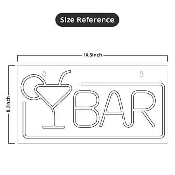 Lumoonosity Neon Bar Signs - Premium Acrylic Cocktail Glass & Bar Led Signs - Neon Bar Signs for Home Bar, Pub, Party Wall Decor - Bar & Cocktail Neon Signs for Business - 16.5 x 8.7 Inch Neon Lights