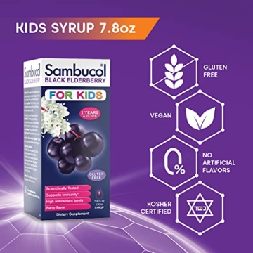 Sambucol Kids Black Elderberry Syrup 7.8 Fl Oz Natural Immunity Boost