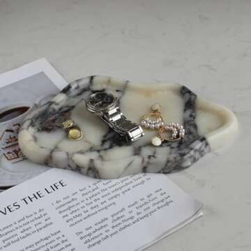Natural Calacatta Viola Marble Tray Cloud Shape, Jewelry Dish Trinket Dish for Women Gift Home Décor