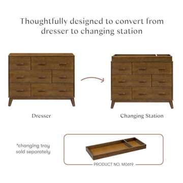 Babyletto Scoot 6-Drawer Dresser in Natural Walnut, Greenguard Gold Certified