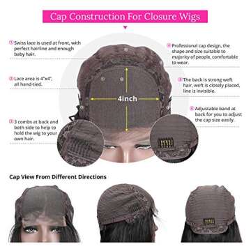 YMSGIRL 4/27 Highlight Ombre Lace Front Wig Human Hair 4x4 Lace Closure Wigs Brazilian Straight Brown Honey Blonde Color Hair Pre Plucked (22inch)