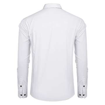 Coofandy Men's Fashion Slim Fit Dress Shirt Casual Shirt,01-white, Medium