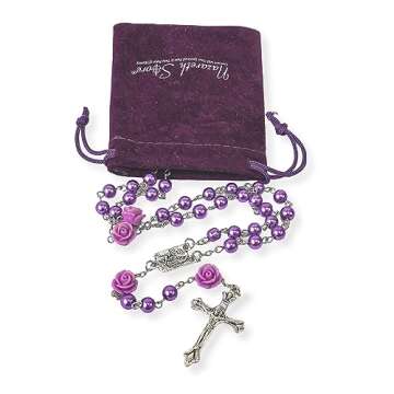 Catholic Purple Pearl Beads Rosary Necklace - Nazareth Store