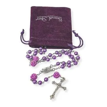 Catholic Purple Pearl Beads Rosary Necklace - Nazareth Store