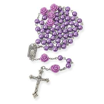Catholic Purple Pearl Beads Rosary Necklace - Nazareth Store