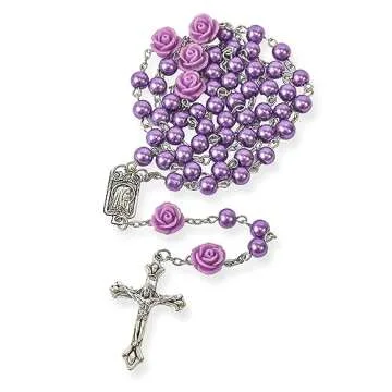 Catholic Purple Pearl Beads Rosary Necklace - Nazareth Store