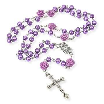 Catholic Purple Pearl Beads Rosary Necklace - Nazareth Store