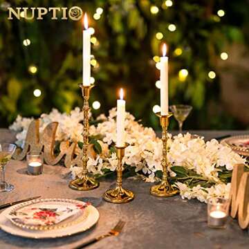 Nuptio Candle Holder Taper Candlestick Holders Gold Candle Holders for Unity Candles Metal Long Stem...