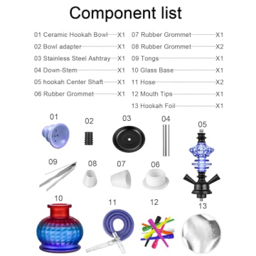 12 Inch 2 Hose Hookah Set with Modern Glass Vase