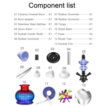 12 Inch 2 Hose Hookah Set with Modern Glass Vase