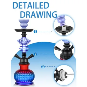12 Inch 2 Hose Hookah Set with Modern Glass Vase