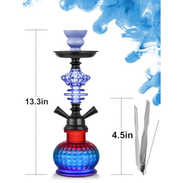 12 Inch 2 Hose Hookah Set with Modern Glass Vase