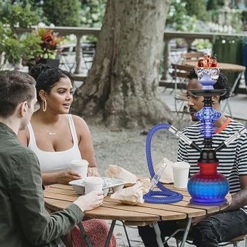 12 Inch 2 Hose Hookah Set with Modern Glass Vase