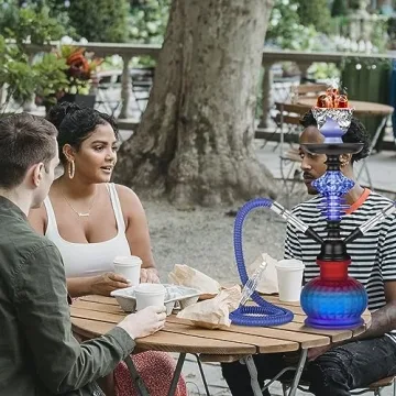 12 Inch 2 Hose Hookah Set with Modern Glass Vase