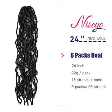 Niseyo Faux Locs Crochet Hair 24 Inch Soft Locs, 6 Packs Long Crochet Locs Pre Looped Crotchet Strai...