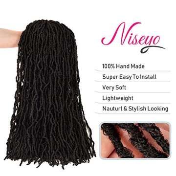 Niseyo Faux Locs Crochet Hair 24 Inch Soft Locs, 6 Packs Long Crochet Locs Pre Looped Crotchet Straight Synthetic Hair Extensions (24 Inch, 1B/Natural Black)