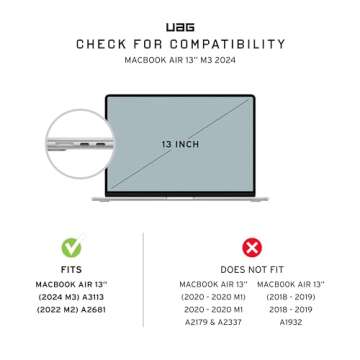 URBAN ARMOR GEAR UAG Designed for MacBook Air 13" Case 2024 M3 A3113, 2022 M2 A2681 Plyo Ice/Black, ...