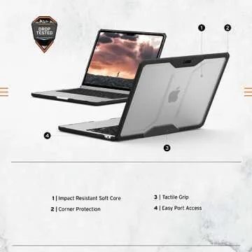 URBAN ARMOR GEAR UAG Designed for MacBook Air 13" Case 2024 M3 A3113, 2022 M2 A2681 Plyo Ice/Black, Translucent Rugged Lightweight Slim Tactile Grip Laptop Protective Cover