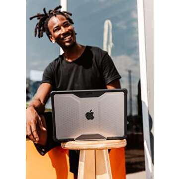 URBAN ARMOR GEAR UAG Designed for MacBook Air 13" Case 2024 M3 A3113, 2022 M2 A2681 Plyo Ice/Black, Translucent Rugged Lightweight Slim Tactile Grip Laptop Protective Cover