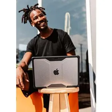 URBAN ARMOR GEAR UAG Designed for MacBook Air 13" Case 2024 M3 A3113, 2022 M2 A2681 Plyo Ice/Black, Translucent Rugged Lightweight Slim Tactile Grip Laptop Protective Cover