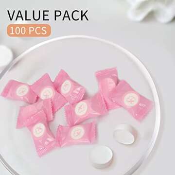 Colacoo 100PCS Compressed Face Towels, Portable Compressed Towel Tablets, Cotton Disposable Face Towel Coin Tissues, Mini Compressed Towels for Travel Camping (Pink)