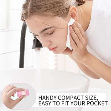 Colacoo 100PCS Compressed Face Towels, Portable Compressed Towel Tablets, Cotton Disposable Face Towel Coin Tissues, Mini Compressed Towels for Travel Camping (Pink)